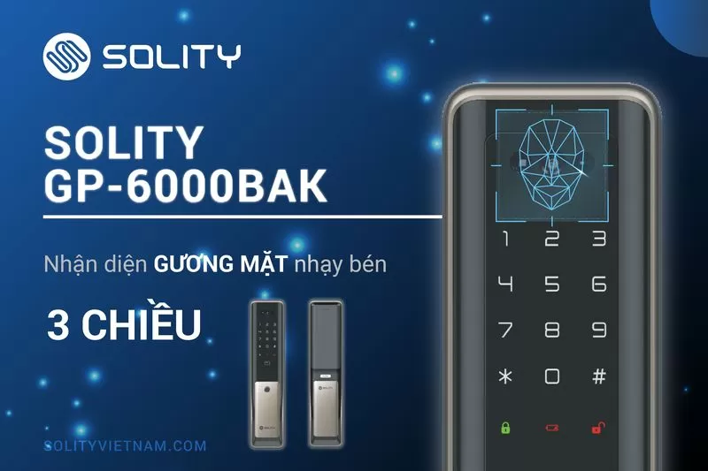 Kh&oacute;a th&ocirc;ng minh, kh&oacute;a cửa khu&ocirc;n mặt, kh&oacute;a cửa H&agrave;n Quốc Solity GP-6000BAK