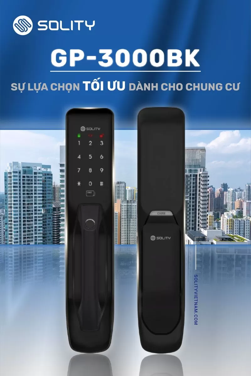 Kh&oacute;a cửa v&acirc;n tay Solity GP-3000BK