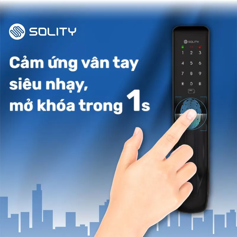 Kh&oacute;a cửa v&acirc;n tay Solity GP-3000BK-4