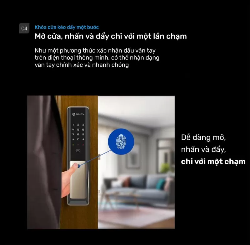 Kh&oacute;a cửa th&ocirc;ng minh v&acirc;n tay Solity GP-6000BK-4