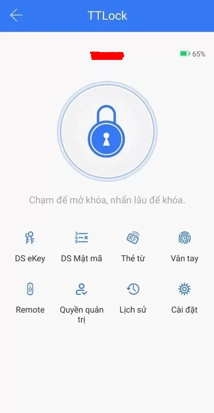 Mở kh&oacute;a từ xa qua app TTlock