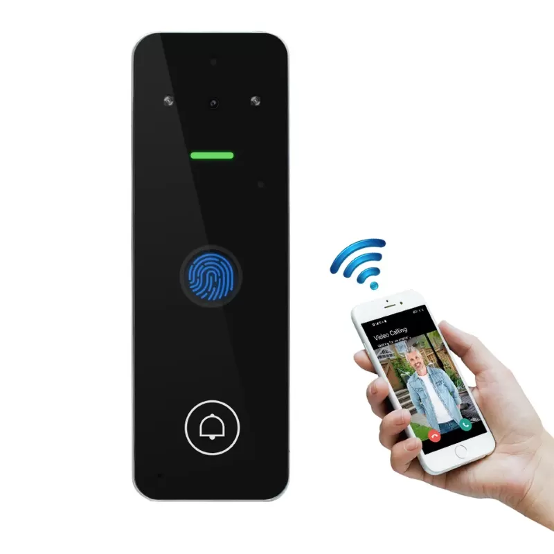 Kh&oacute;a v&acirc;n tay cửa cuốn c&oacute; camera đ&agrave;m thoại Tuya V4F wifi