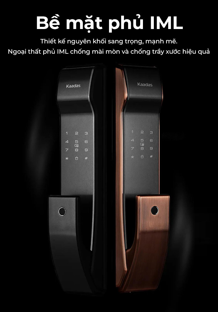 Khóa vân tay cửa gỗ Kaadas K9-5W hiện đại, bảo mật cao, phù hợp cửa gỗ IML