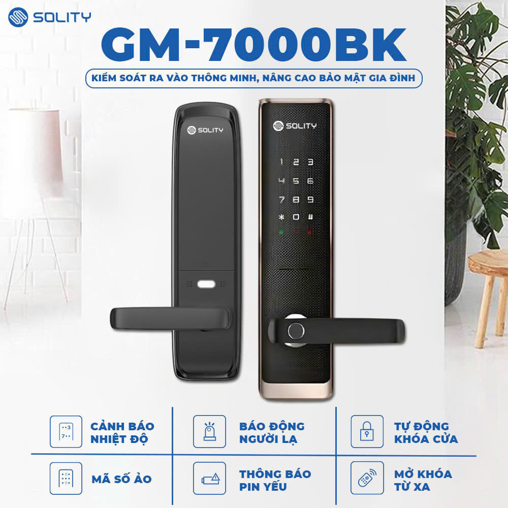 Khóa Vân Tay Điện Tử Thông Minh Solity GM-7000BK