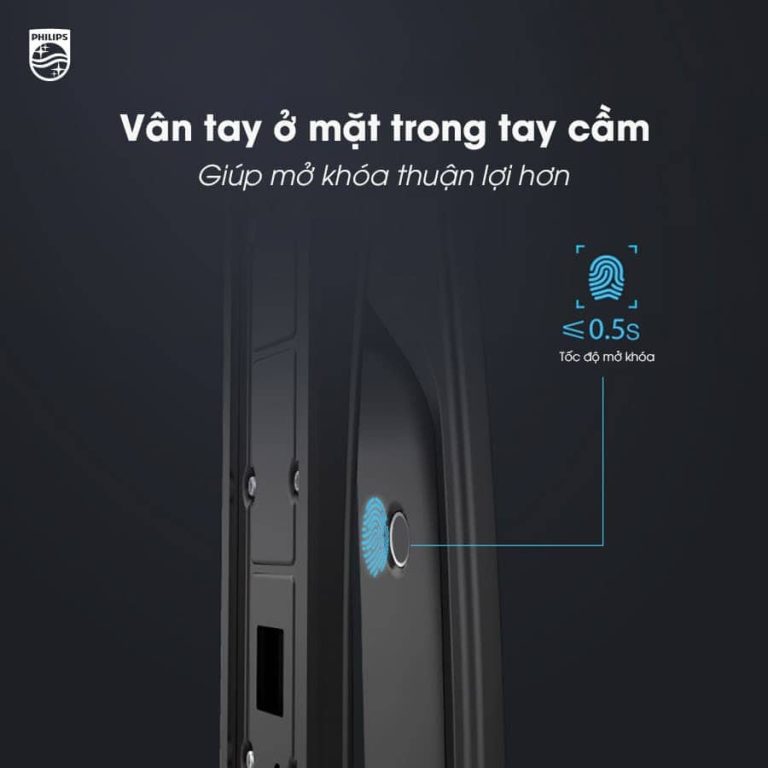 Khóa cửa vân tay Philips DDL702-8HWS mở khóa nhanh chóng