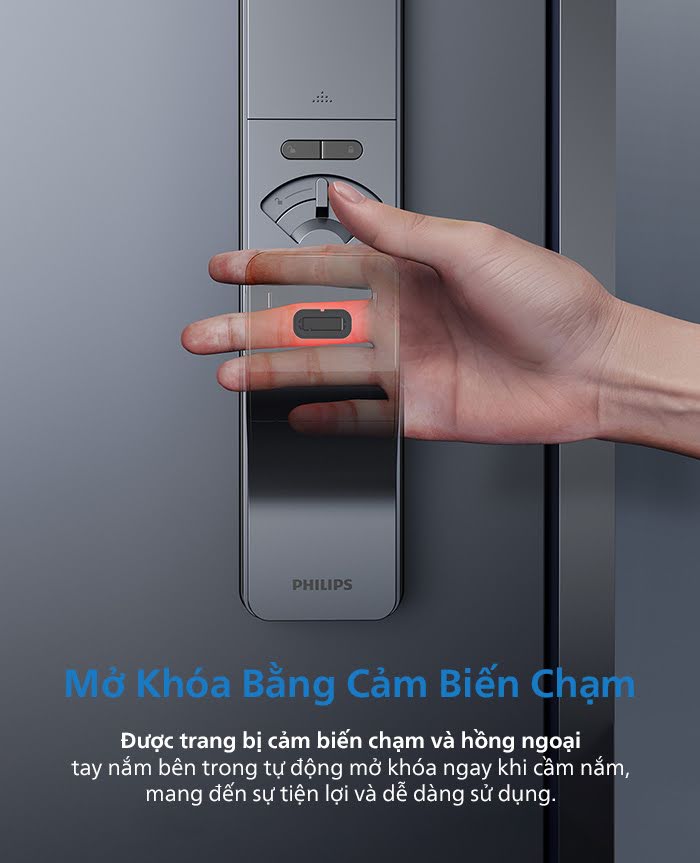 Khóa thông minh Philips DDL801-5HBS tích hợp cảm biến chạm tiện lợi