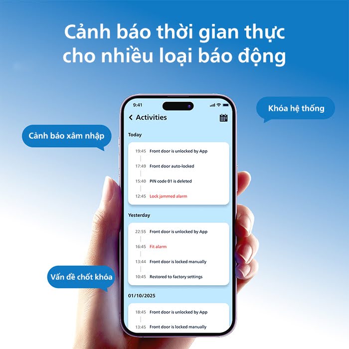 Điều khiển khóa Philips DDL801-5HBS qua ứng dụng di động Home Access