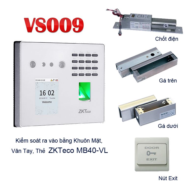 Khóa cửa khuôn mặt kiêm chấm công VS009-MB40VL