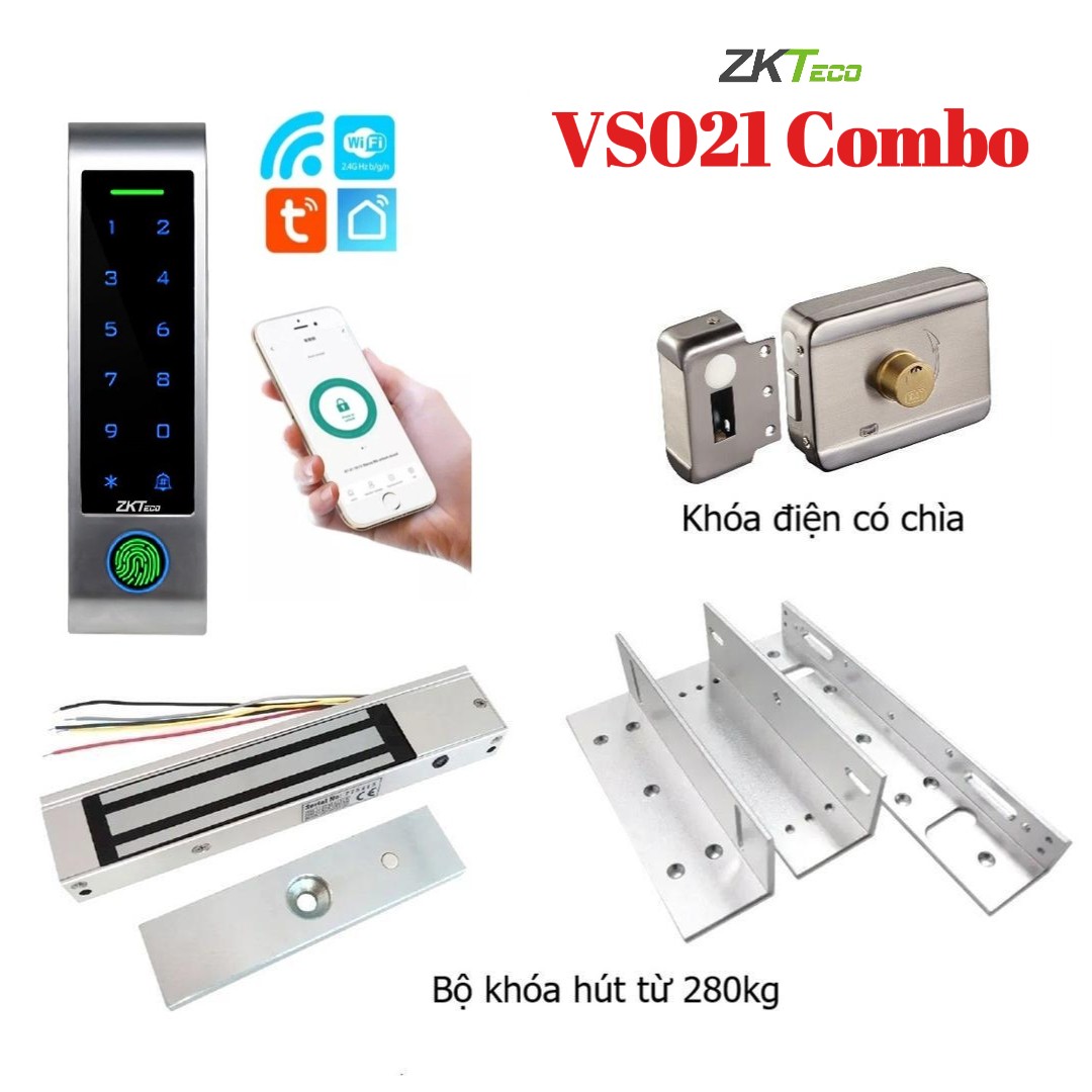 Bộ Khóa Vân Tay ZKTeco VS021 Combo - Lắp Đặt Cửa Sắt An Toàn Cho Nhà Trọ