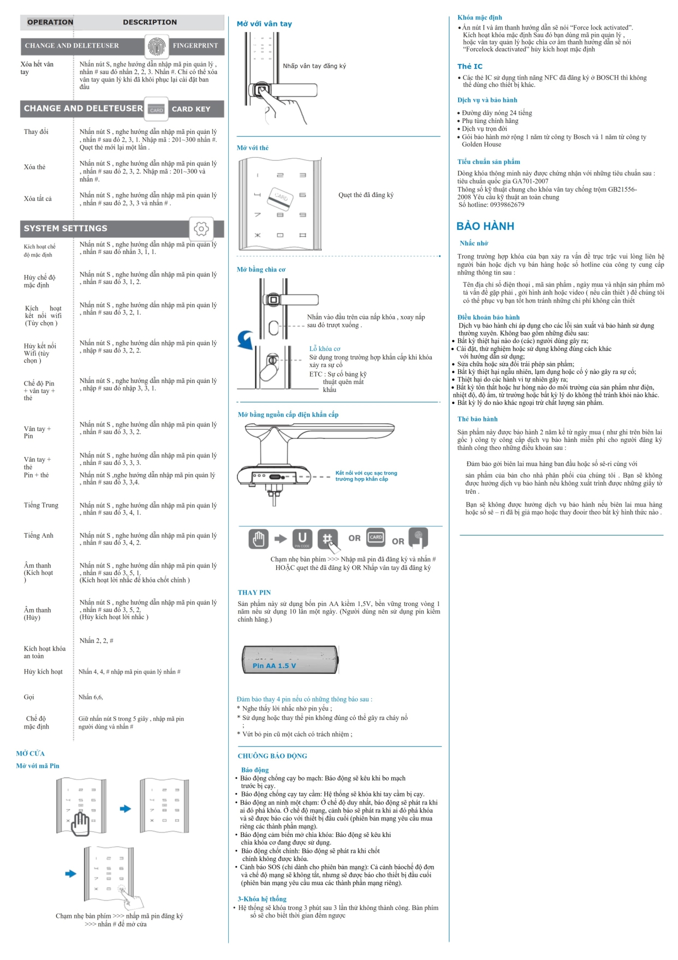hướng dẫn cài đặt khóa vân tay bosch ID30 - khoavantaychinhhang.com