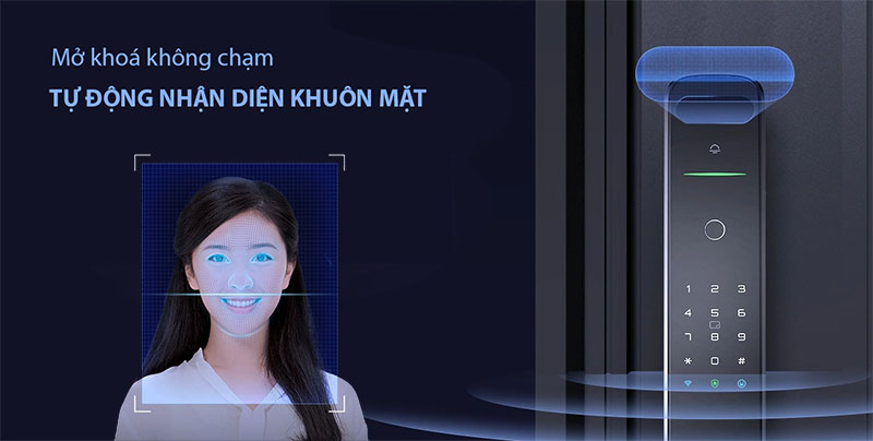 Khóa cửa nhận diện khuôn mặt, vân tay Luxury Tenon A9x_3