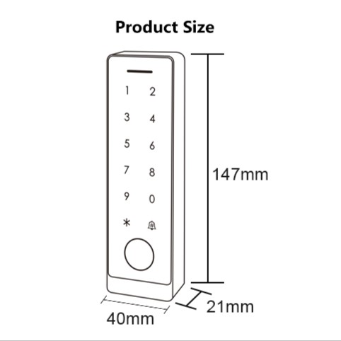 Thiết bị kiểm soát ra vào HF7-WiFi nhận dạng vân tay, thẻ từ, mã PIN