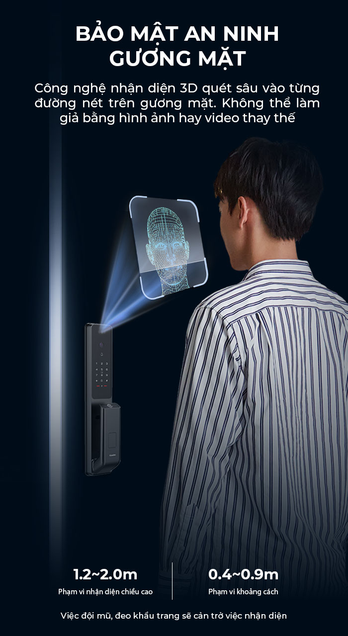 Khóa cửa thông minh Kaadas Q9-FVP với công nghệ nhận diện tĩnh mạch, khóa vân tay, và bảo mật khuôn mặt 3D hiện đại